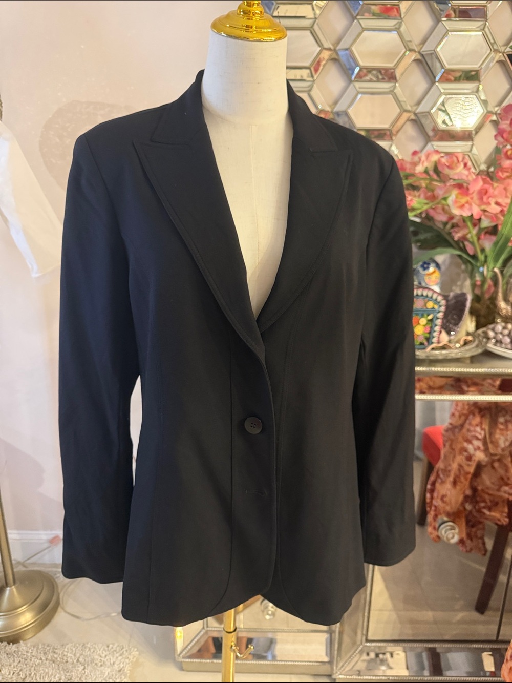 Lafayette 148 New York Black Single-Button Blazer